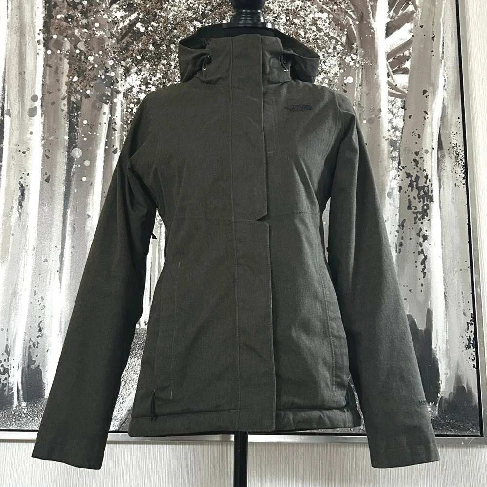 The North Face Womens Tweed Inlux Hyvent Insulated Hooded‎ Olive Jacket - XS